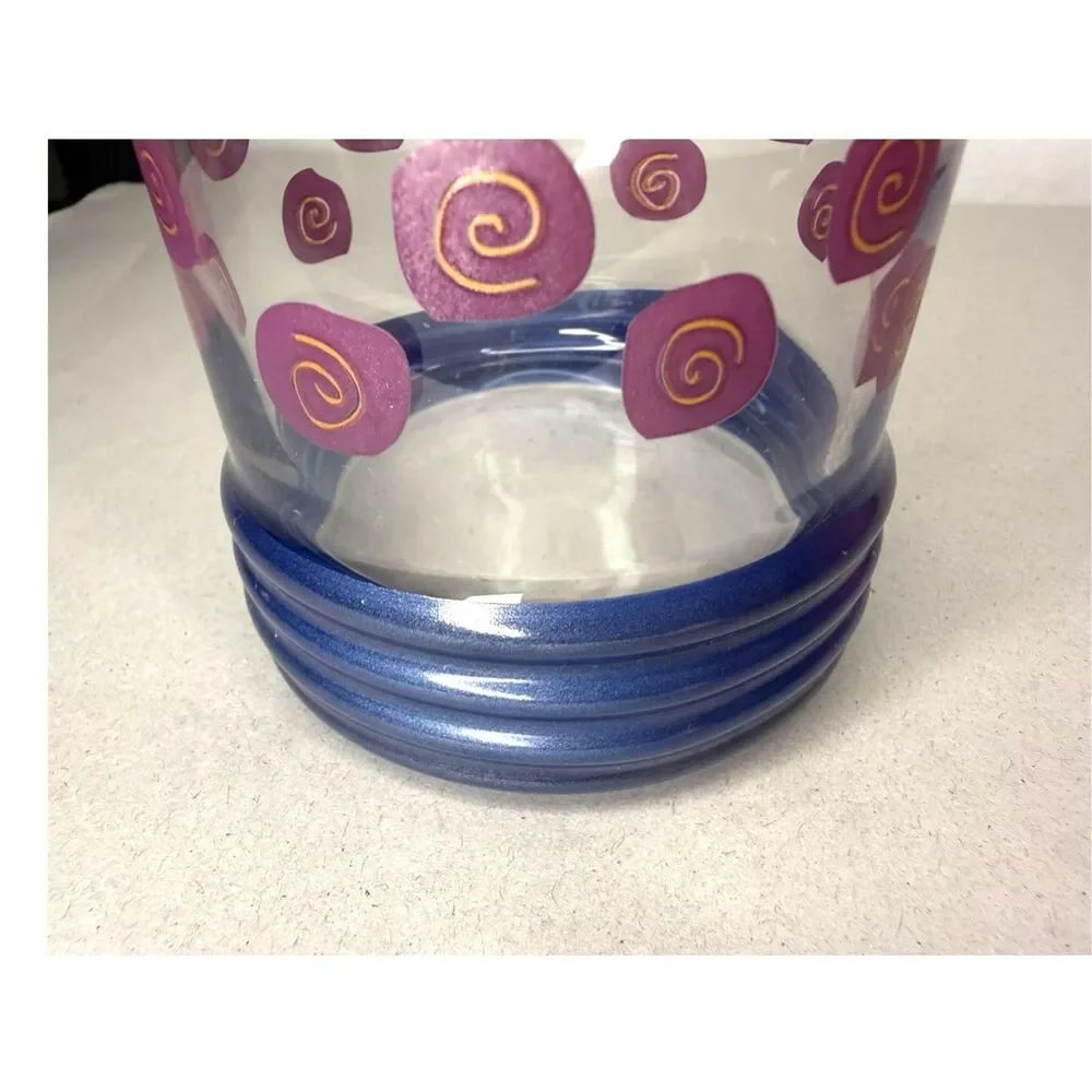 Vintage Sakura Sango On the Rocks Sue Zipkin MCM‎ Whiskey Glass Gold Rimmed Blue